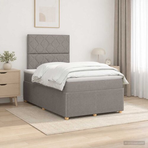  Boxspring krevet s madracem Sivosmeđa 120 x 200 cm Tkanina - Sivosmeđa 120 x 200 cm Dizajn s rombovima Slike