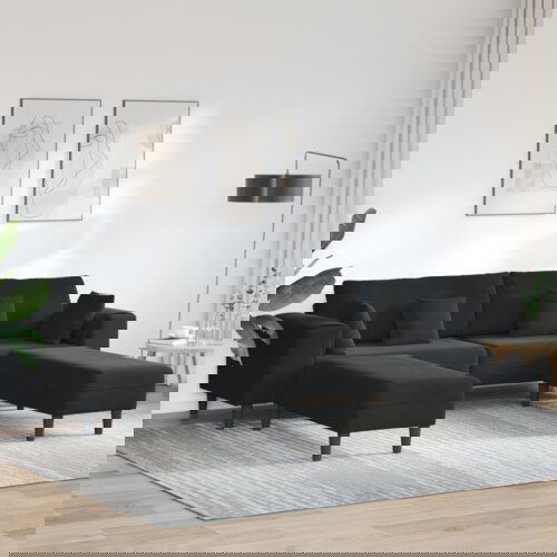  Baršunasta sofa s jastukom s jastukom 3 pcs Crna 208 cm Baršun Cijene