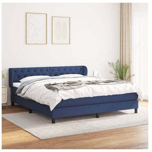  Box spring postelja z vzmetnico modra 160x200 cm blago Cene