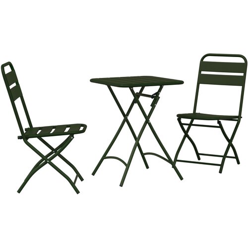 VidaXL 3-delni zložljivi bistro set v temno zeleni barvi iz jekla Slike