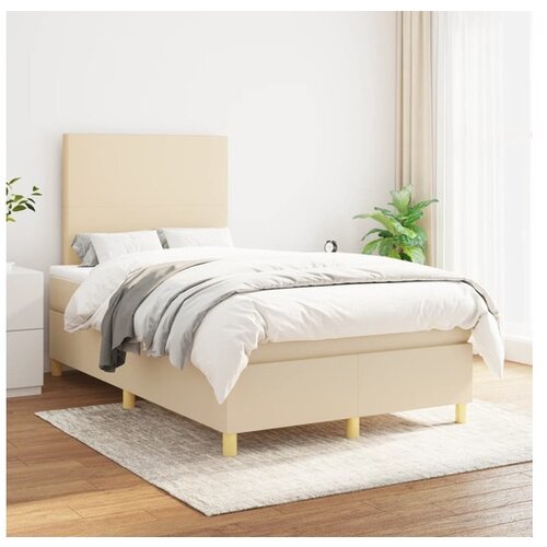  Box spring postelja z vzmetnico krem 120x200 cm blago Cene