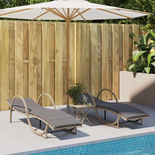 VidaXL Ležaljka za sunčanje s jastukom bež 60x199x42 cm poliratan Slike