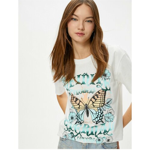 Koton Butterfly T-Shirt Cotton Short Sleeve Crew Neck Slike