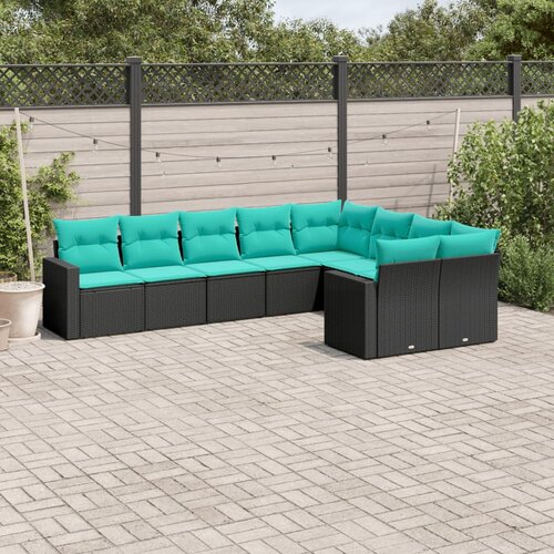  9-dijelni set vrtnih sofa od poliratana s jastucima crni Cijene
