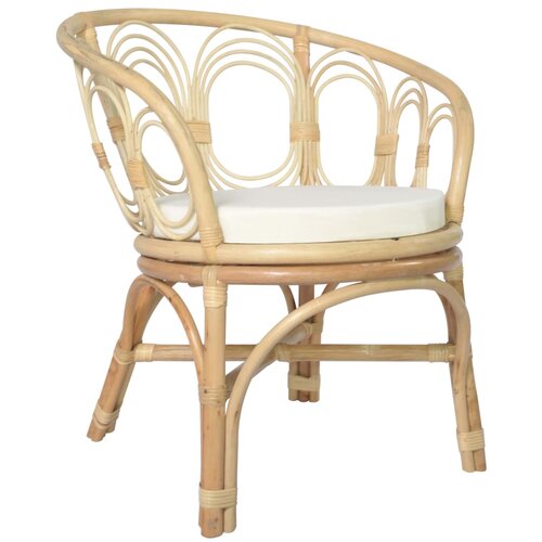 The Living Store Jedilni stol z blazino naraven ratan in platno - Jedilni Stol, (21483804) Cene