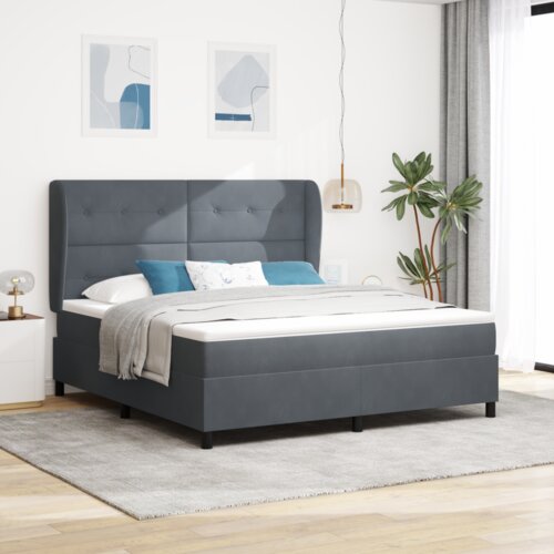 Box Spring Krevet s Madracem Tamno Siva 180x200 cm Baršun Cene