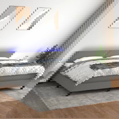 The Living Store Box spring postelja z vzmetnico LED temno siva 180x200 cm blago - Box Spring Postelja, (21516714) Slike