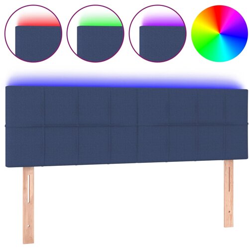 Maison Chic led posteljno vzglavje - vzglavna omarica - nočna omarica modro 144x5x78/88 cm blago, (21712386) Slike
