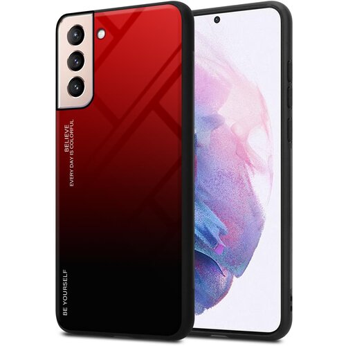 Cadorabo Ohi&scaron;je, združljiv s Samsungom v rdeči barvi - črni - dvobarvni za&scaron;čitni pokrov iz silikona TPU in hrbta iz kaljenega stekla, (20572446) Cene