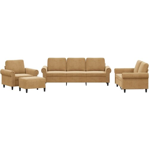 vidaXL 4-dijelni set sofa s jastucima smeđi baršunasti Cene