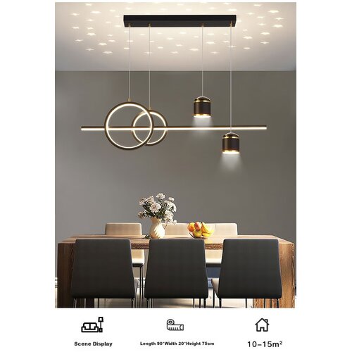  Micoe Viseća lampa za trpezariju LED, 60 W, Crna Slike