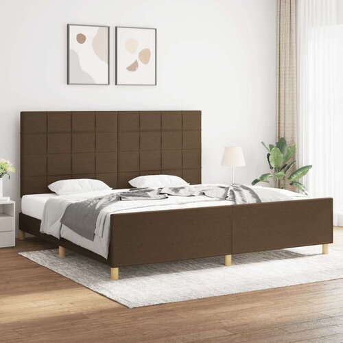  Okvir za krevet s uzglavljem tamnosmeđi 200x200 cm od tkanine Slike
