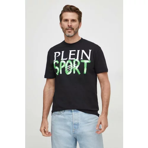 Plein Sport Pamučna majica za muškarce, boja: crna, s tiskom