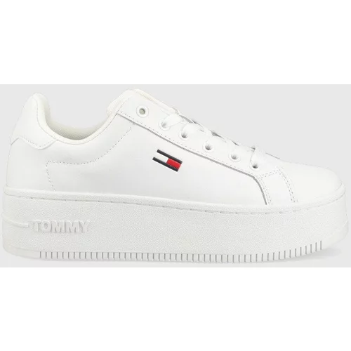 Tommy Jeans Kožne tenisice Flatform Ess boja: bijela