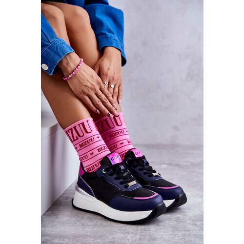 Kesi Women's Sport Shoes On Wedge GOE KK2N4081 black and Navy blue Cene