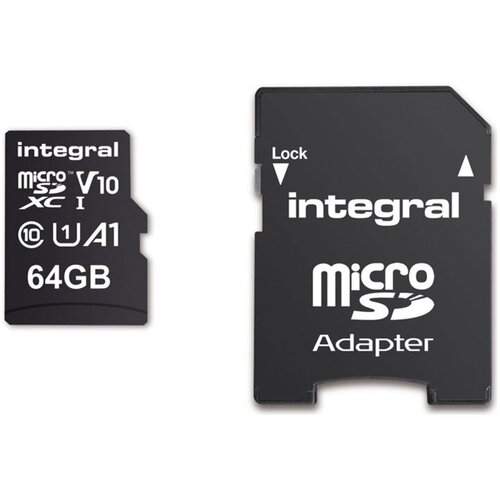 Integral Spominska kartica microSDHC/XC V10 UHS-I U1, 64 GB + SD adapter Slike