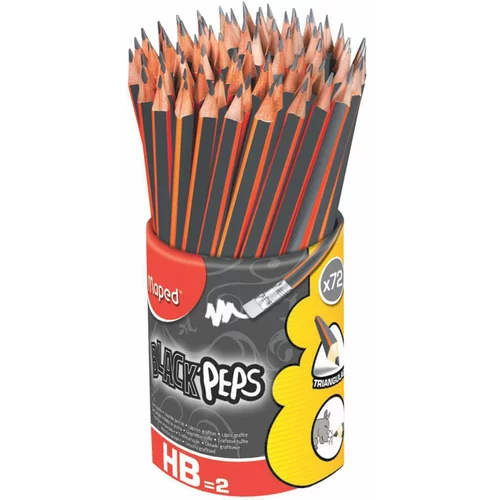 Maped Grafitni svinčnik Black&apos;peps z radirko, HB, 72 kosov (57889)