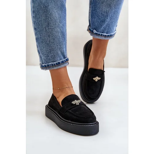 FI1 Women's Platform Moccasins Black Erithine