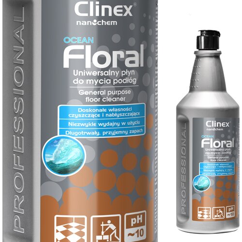 Clinex Tekočina za či&scaron;čenje tal brez lis, sijaj, vonj Floral - Ocean 1L, (21389348) Cene