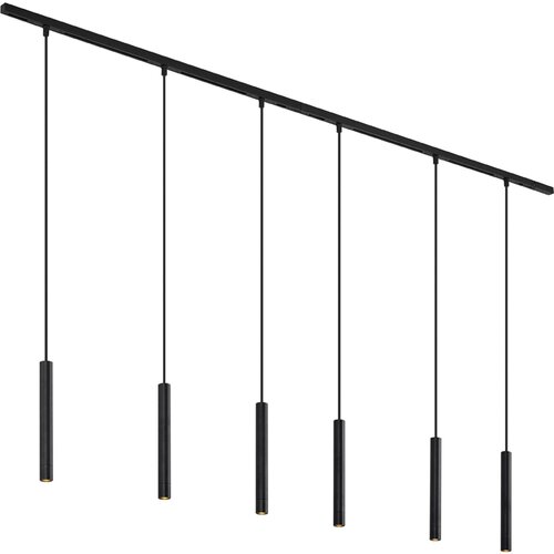 QAZQA Modern railsysteem met 6 hanglampen zwart 1-fase - Slimline Keno Cene