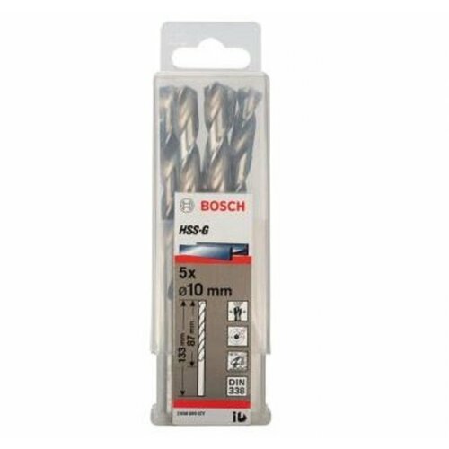 Bosch burgija za metal hss-g, din 338 10 x 87 x 133 mm pakovanje od 5 komada Slike