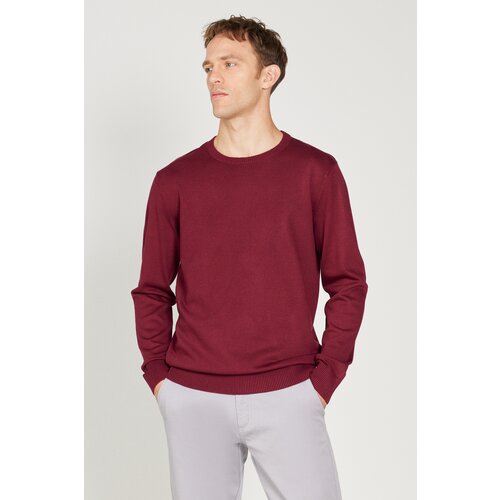 ALTINYILDIZ CLASSICS Men's Burgundy Standard Fit Normal Cut Crew Neck Knitwear Sweater Cene