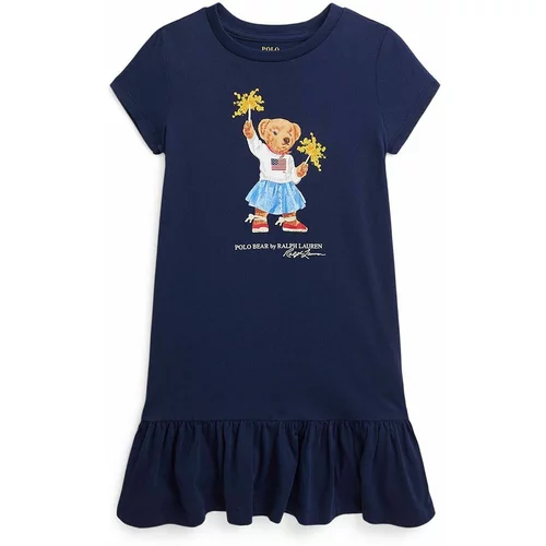 Polo Ralph Lauren Otroška bombažna obleka mornarsko modra barva, 312953280001