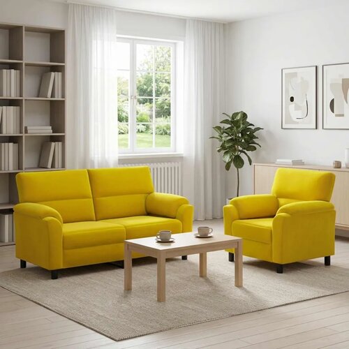  Set sofe 2 pcs Žuta Bar&scaron;un - Žuta Jednostruka + Dvostruka (140 cm) Cijene