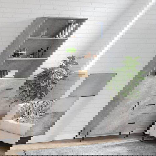 VidaXL Visoka komoda siva betona 69 5x34x180 cm od konstruiranog drva Slike