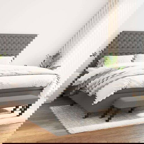  Box spring posteljni z vzmetnico temno siv 140x190 cm blago, (20739459) Cene