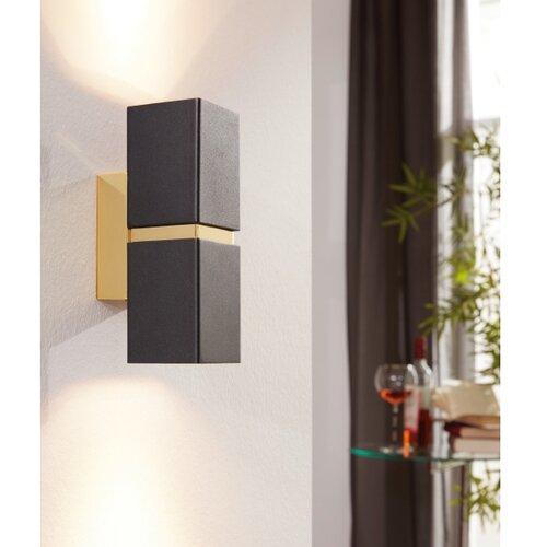 Eglo Passa zidna/2, led, gu10, 2x3,3w, zlatna/crna Slike