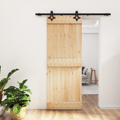 VidaXL Klizna vrata s priborom za montažu 80 x 210 cm masivna borovina Slike