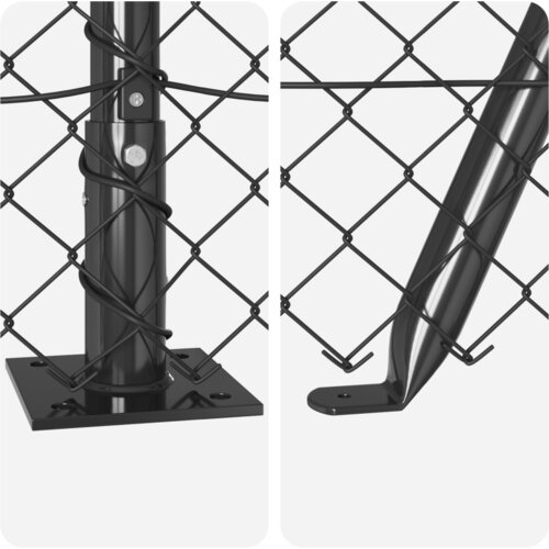  Ograda s lancem s 7 postolja s flan&amp;scaron;ama 1.6x10 m Galvanizirani čelik Slike