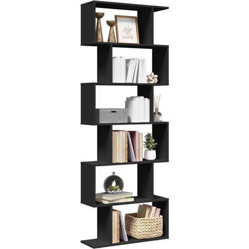 VidaXL Pregrada / regal za knjige 6 razina crni 70x24x193 cm drveni Slike