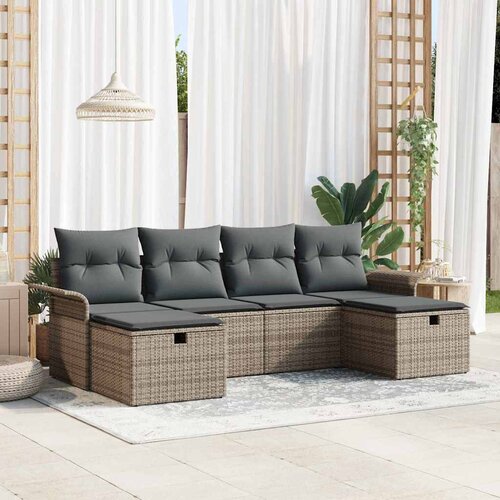  Sjedeća garnitura za vrt 6 kom. Poli ratan 251 x 117 x 85 cm Slike
