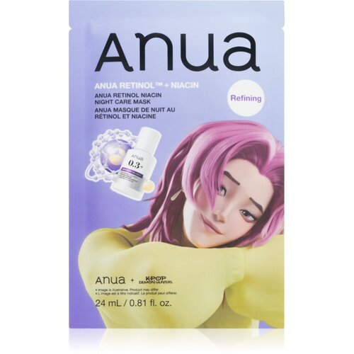 Anua K-Pop Demon Hunters Retinol Niacin Night Care Mask noćna maska za regeneraciju kože lica za bore 24 ml Slike