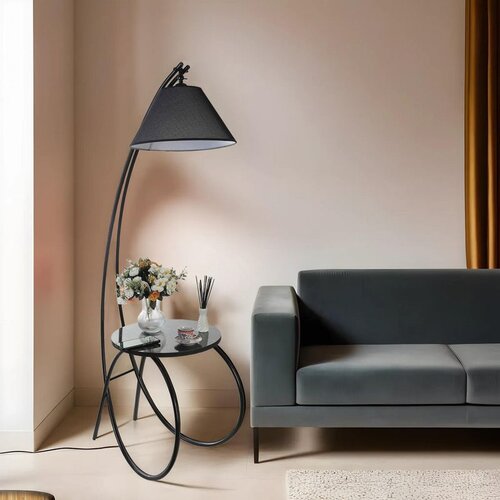 Opviq Güler siyah lambader pramit Hasır siyah abajurlu black floor lamp Slike