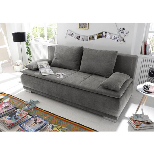 MID.YOU ZOFA S POSTELJNO FUNKCIJO, siva tekstil, leseni material Slike