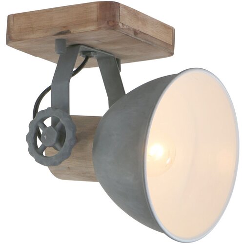 Mexlite Industriële plafondspot hout met grijs draai- en kantelbaar - Gearwood Cene