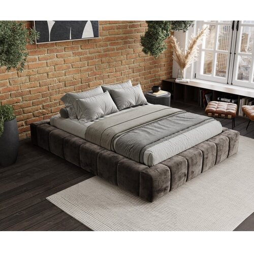 Maison de R&amp;ecirc;ve Rjava oblazinjena zakonska postelja s prostorom za shranjevanje z letvenim dnom 160x200 cm Aruba L &amp;ndash; Slike