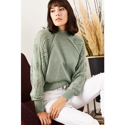 Olalook women's mint green bat sleeve detail knitwear sweater Slike