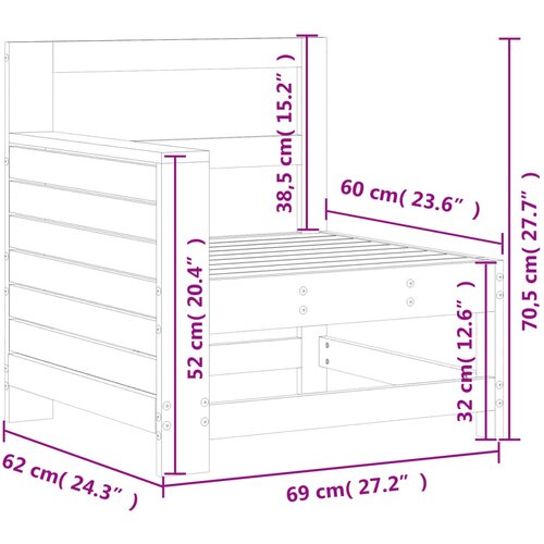  Vrtna sofa s naslonom za ruke smeđa 69x62x70,5 cm od borovine Slike