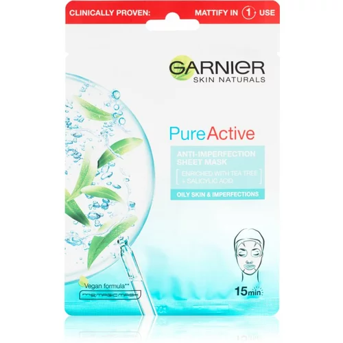 Garnier Pure Active Anti-Imperfection platnena maska za problematično kožo 1 ks za ženske