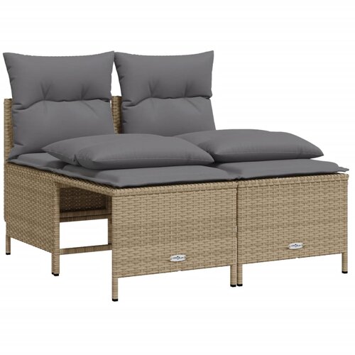  5-dijelni vrtni set sofa s jastucima bež od poliratana 204 x 55 x 70 cm Slike