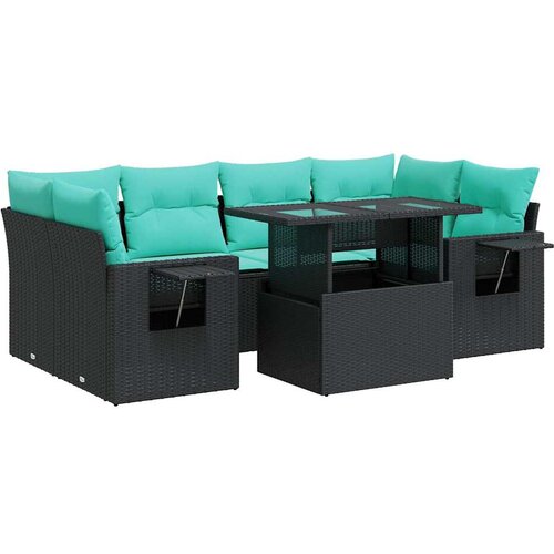 vidaXL Vrtna sedežna garnitura z blazinami 7-delna rjav ratan/akacija, (22048283) Cene