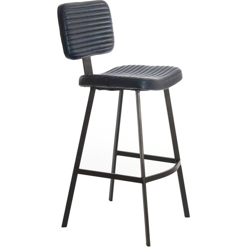 Light &amp;amp; Living Tamno plava kožna barska stolica 103 cm Masana - Slike