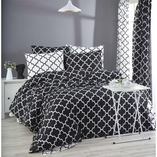  madalyon - black blackwhite ranforce super king quilt cover set (eu) (it) Cene