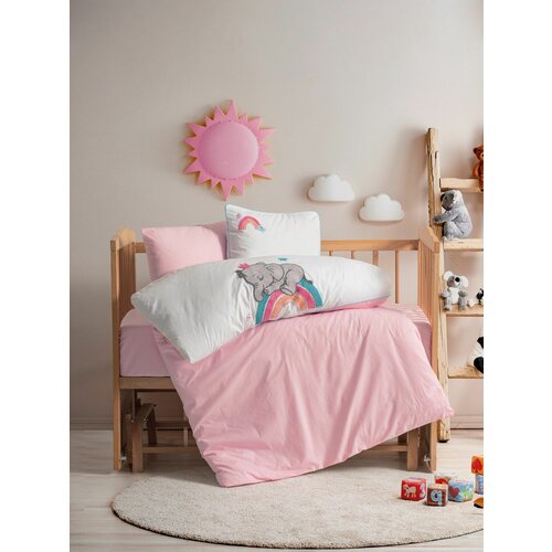 Lessentiel Maison lucky - pink pinkwhite ranforce baby quilt cover set Slike