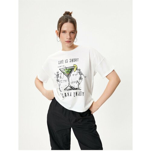 Koton Printed T-Shirt Comfort Fit Cotton Short Sleeve Crew Neck Slike