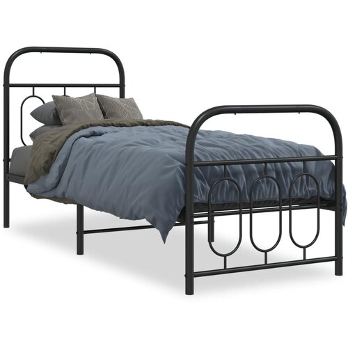 vidaXL Metalni okvir kreveta uzglavlje i podnožje crni 75x190 cm Cijene